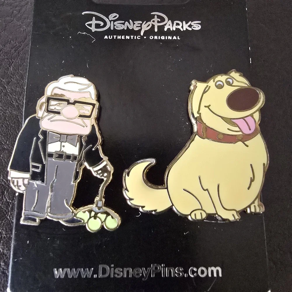 Pixar's Up Dug and Carl Fredricksen Disney 2-Pin Set 79392 w/ Card Collectible